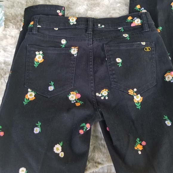 Tory Burch black floral jeans size 24 - Picture 4 of 8